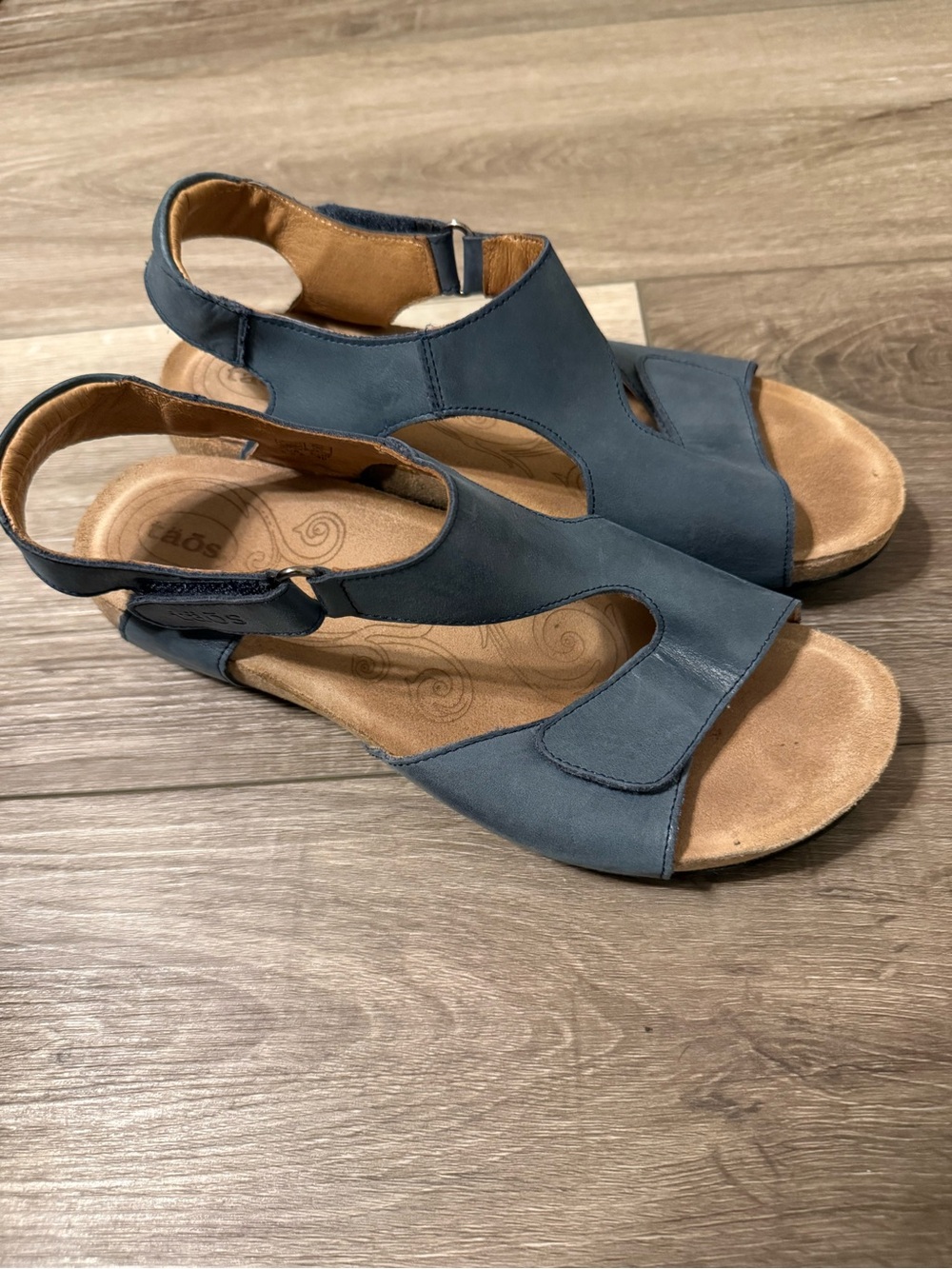 Taos Footwear Blue Leather Open-Side Slingback Sandals - Picture 4 of 8